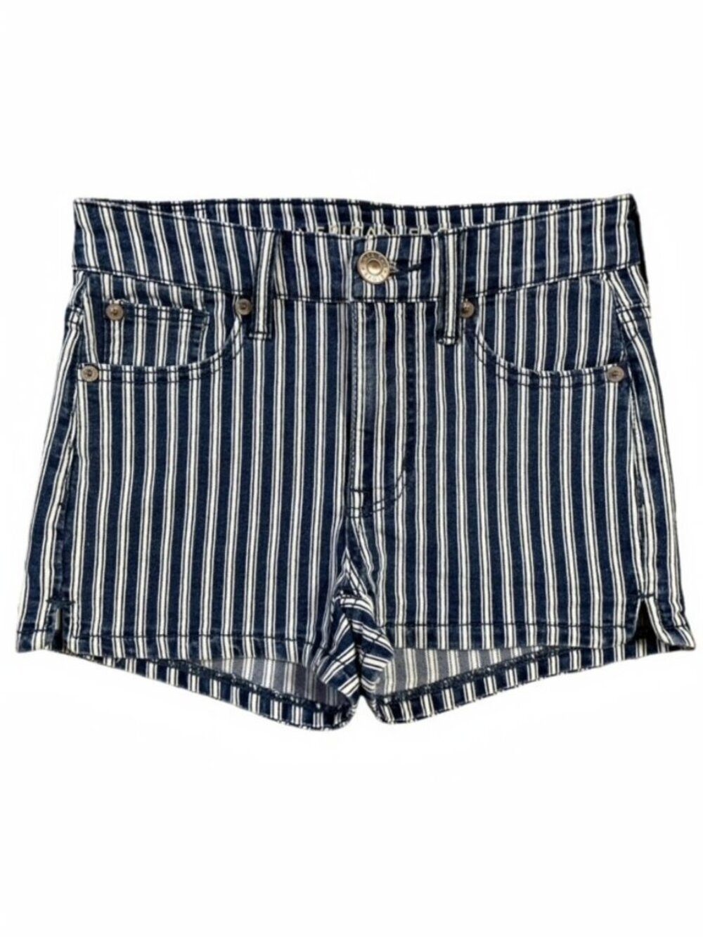 AMERICAN EAGLE Ne(x)t Level Stretch Hi-Rise Shortie Striped Jean Shorts, Size 00